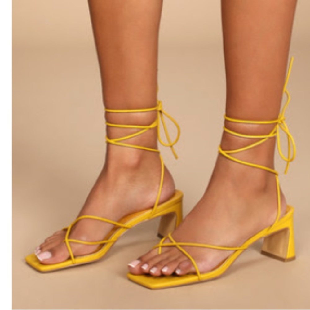Strappy yellow heels only worn once!